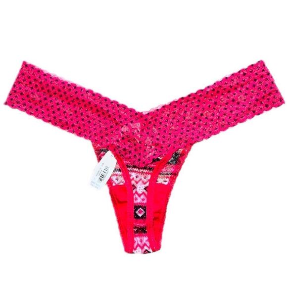 Victorias Secret Christmas Lace Thong panty One Size fits all S M L multicolor - Picture 3 of 4